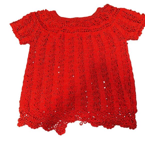 Handmade crochet burnt orange top - Picture 4 of 5